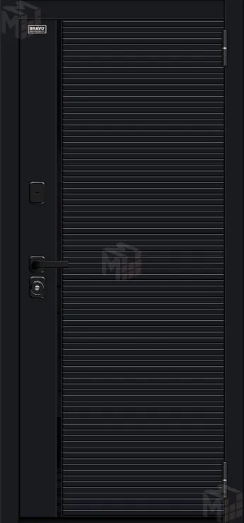 Входная металлическая дверь Лайнер-3 Total Black/Nordic Oak