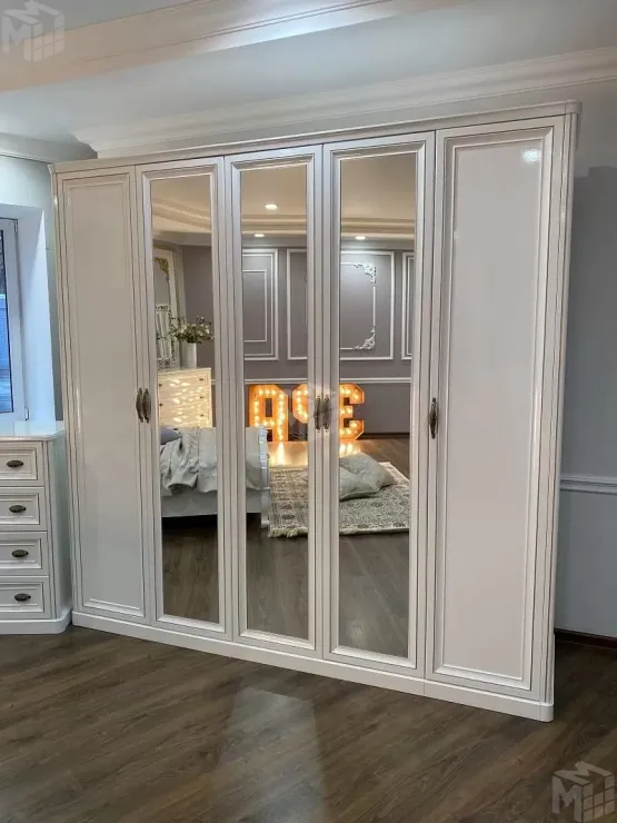 Шкаф Натали 5-дверный белый глянец