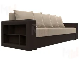 Диван прямой Дубай Лайт полки слева ( Бежевый\Коричневый )