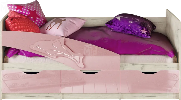 Кровать Дельфин 1,8 МДФ розовый