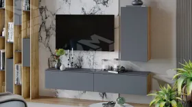 Гостиная Порто №5 - ГН-393.005 Яблоня Беллуно, Графит софт