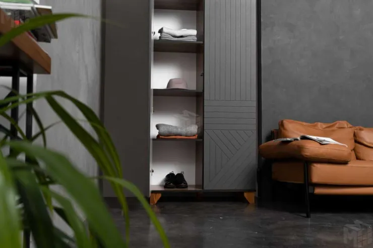 Шкаф 2-х створчатый Копенгаген (дуб самдал/серый графит)