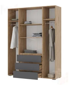 Шкаф 4х створчатый Хелен ШК 05 дуб крафт золото - серый графит