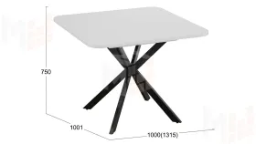 Стол обеденный раздвижной Лиссабон Тип 1 Черный муар, Белый