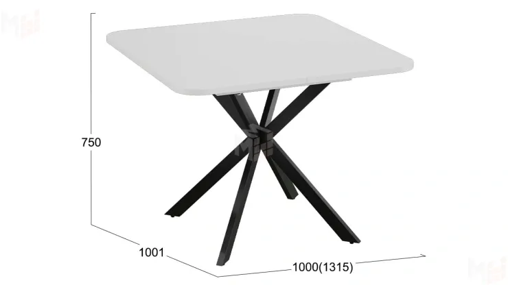 Стол обеденный раздвижной Лиссабон Тип 1 Черный муар, Белый