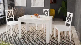 Стол обеденный Норман тип 1 Белый, Стекло Белый глянец