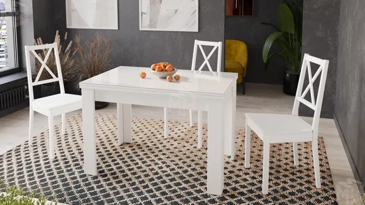 Стол обеденный Норман тип 1 Белый, Стекло Белый глянец