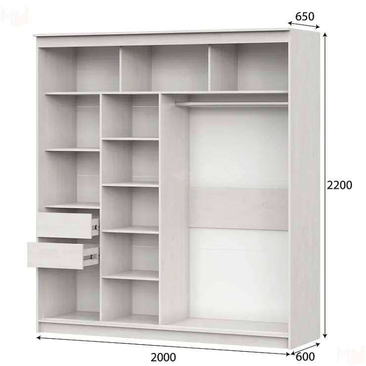 Шкаф-купе №25 (2,0м) Грей Сосна Санторини