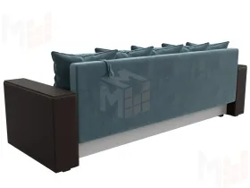 Диван прямой Дубай Лайт полки слева ( Бирюзовый\Коричневый )