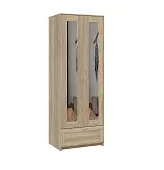 Шкаф Сириус 2 двери 1 ящик с зеркалами, сонома (высота 220 см)