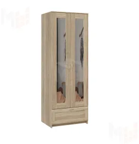 Шкаф Сириус 2 двери 1 ящик с зеркалами, сонома (высота 220 см)