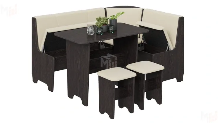 Кухонный уголок Техас Исп.1 Венге, Экокожа бежевая