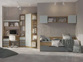 Кровать с ящиками Челси Color (сумеречный голубой/мята)