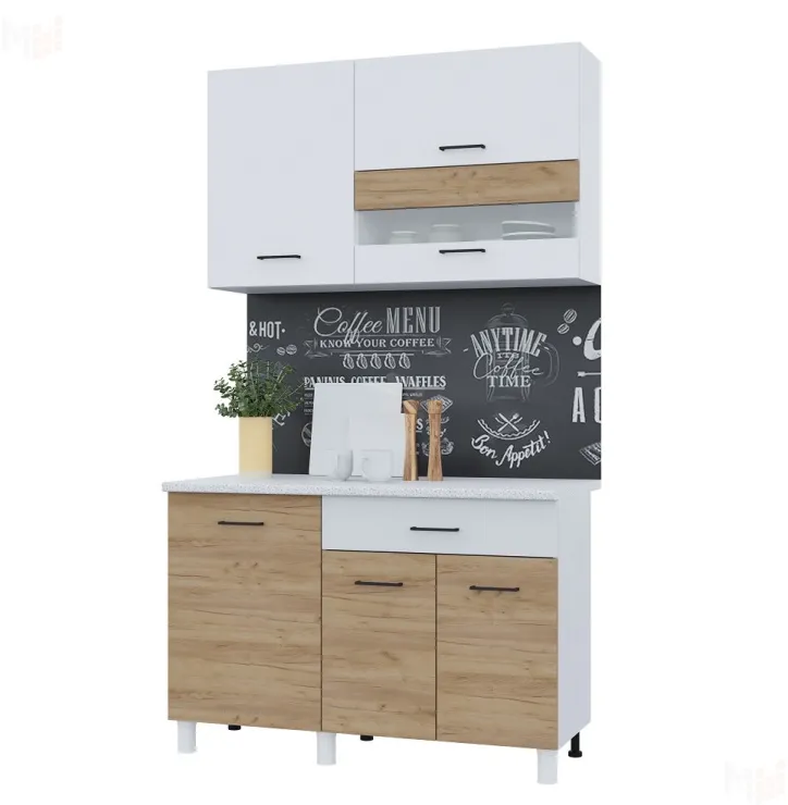 Кухня ТРЕНД 1,2 ЛДСП Белый-крафт золотой