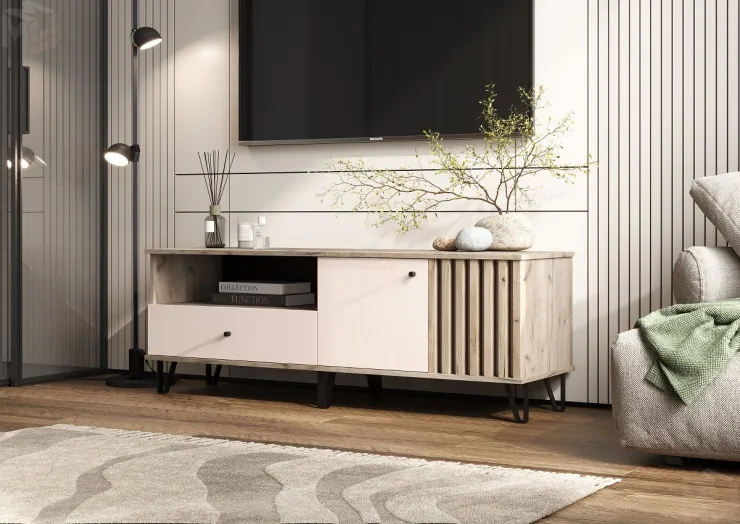 Тумба ТВ Роджина (крафт серый/кашемир)