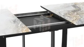 Стол обеденный Орфей Черный муар, Стекло глянцевое оникс