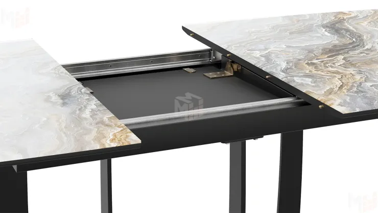 Стол обеденный Орфей Черный муар, Стекло глянцевое оникс