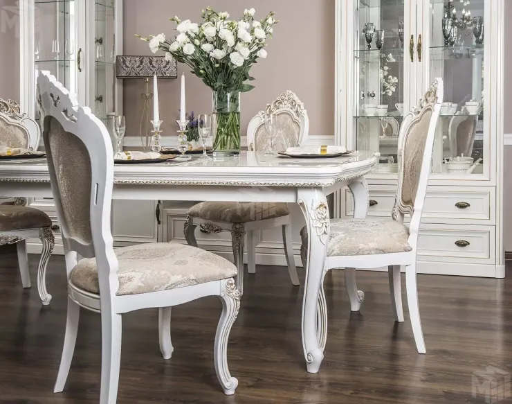 Столовая Натали белый глянец (прямоугольный стол)