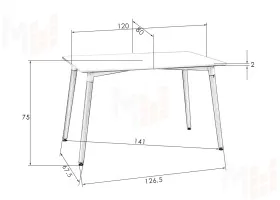 Стол обеденный DOBRIN SERRA WIDE (ножки светлый бук, столешница белая)