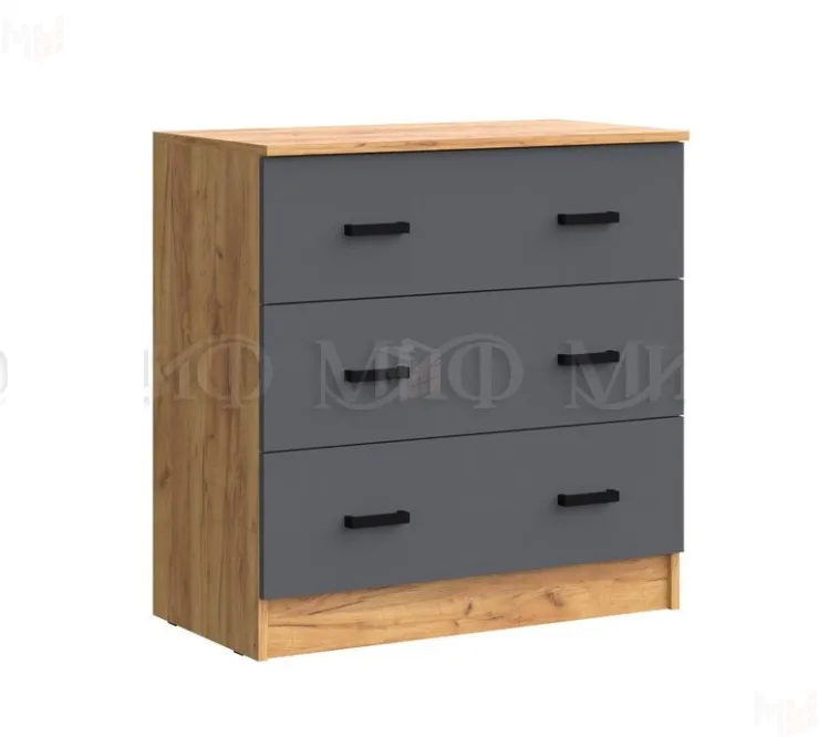 Комод Бася 3 ящика (крафт золотой/графит)