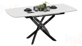 Стол обеденный раздвижной Манхеттен Т1 Черный муар, Стекло матовое белое
