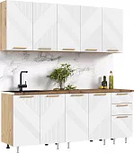 Кухня Ирис 2,0м (490) (Браш Вайт, Дуб Крафт (Дуб вотан))