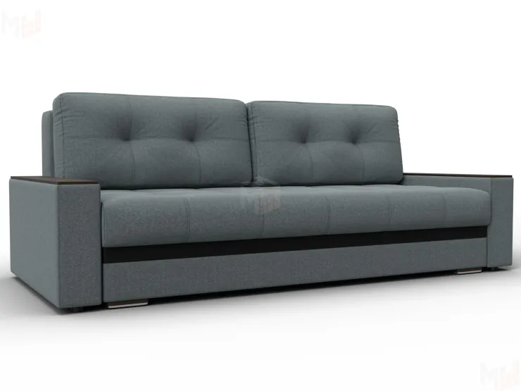 Диван прямой с декором Лига-096 НПБ ( Амур 07 серый/черный )