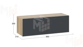 Шкаф навесной Глосс - ТД 319.03.26 Яблоня Беллуно, Стекло Графит матовый