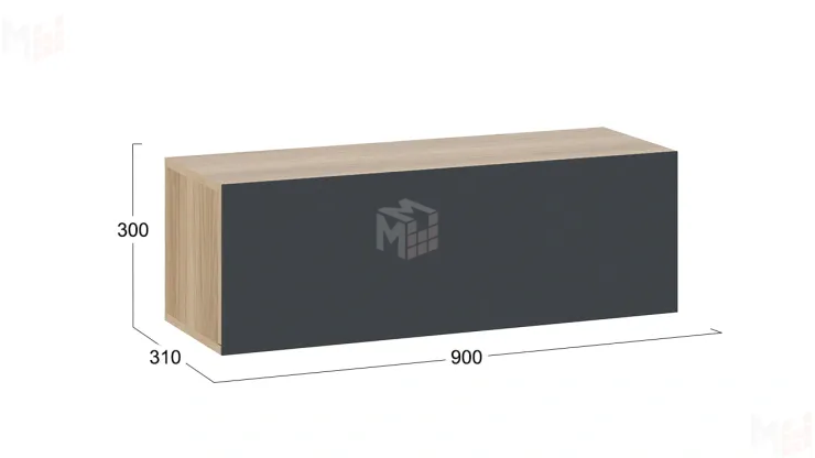 Шкаф навесной Глосс - ТД 319.03.26 Яблоня Беллуно, Стекло Графит матовый