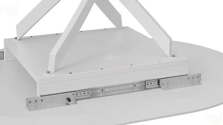 Стол обеденный раздвижной Бергамо Тип 1  Белый муар, Стекло матовое белый мрамор