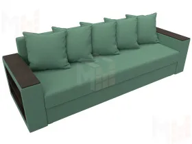 Диван прямой Дубай Лайт полки слева ( Зеленый )