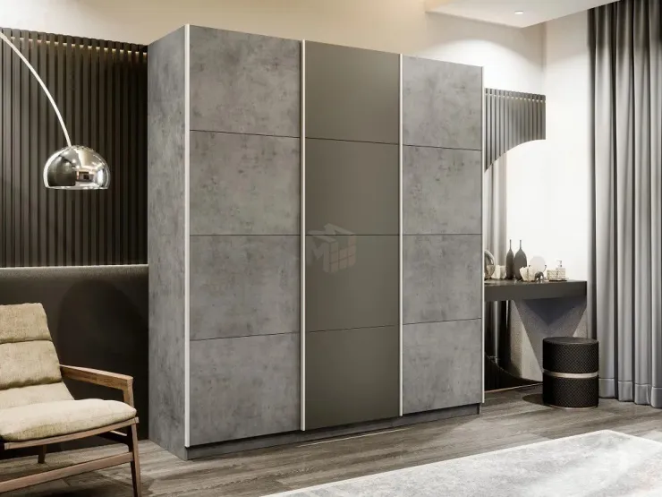 Шкаф-купе Прайм 3-х дверный ЛДСП, Стекло хаки 180 см