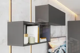 Полка книжная Денвер Графит серый