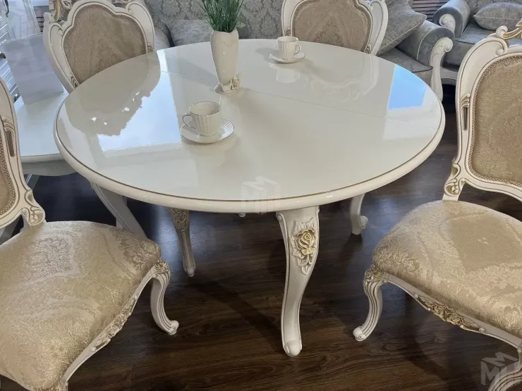 Стол Натали круглый белый глянец