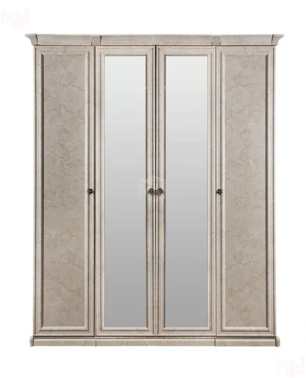 Шкаф Афина 4-дверный (1+2+1) с зеркалом крем корень