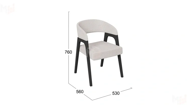 Кресло Техас 1 - W-101 Черное дерево, тк. №220 Шенилл Estetica vanilla