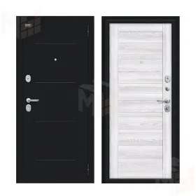 Входная металлическая дверь Сити Kale Букле черное/Riviera Ice