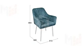 Стул Chester Т6 Белый муар Велюр V006 бирюзовый