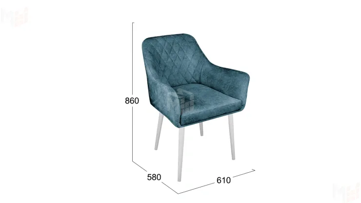 Стул Chester Т6 Белый муар Велюр V006 бирюзовый