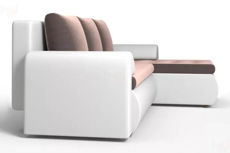 Угловой диван Ванкувер (правый)  Белый, Коричневый