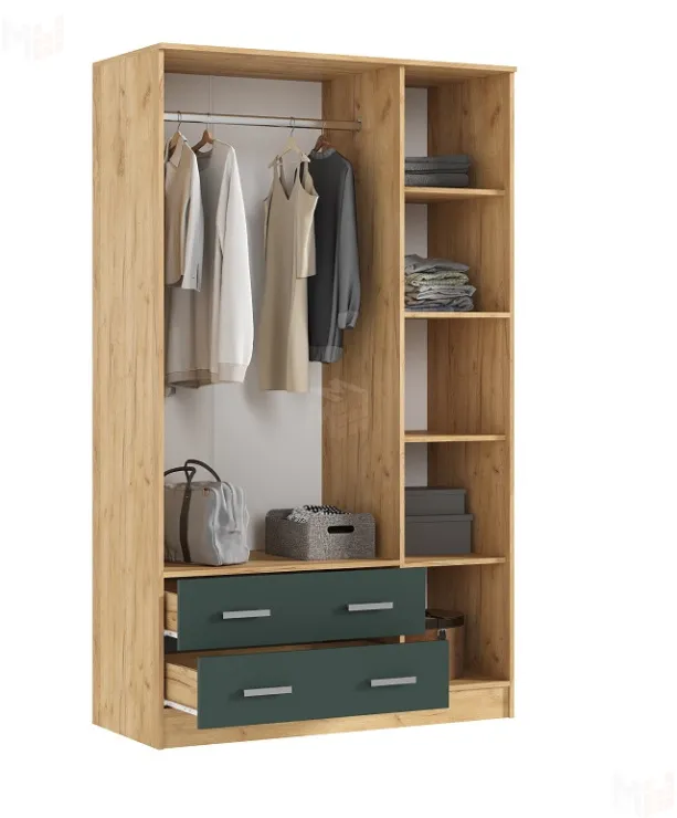 Шкаф 3-х створчатый Миф (дуб крафт/изумруд)