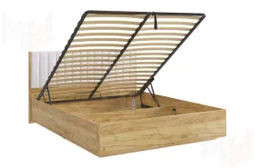 Кровать Адам с подъемным механизмом 160х200 дуб крафт золотой/белый (экокожа)