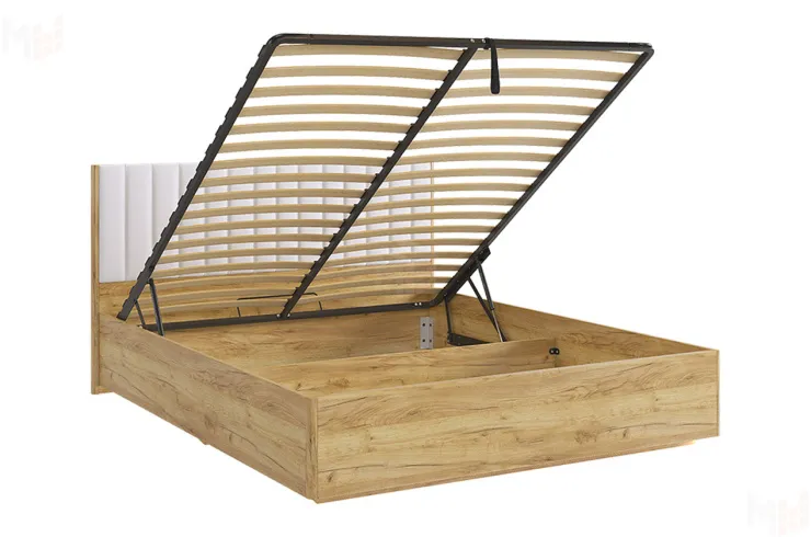 Кровать Адам с подъемным механизмом 160х200 дуб крафт золотой/белый (экокожа)