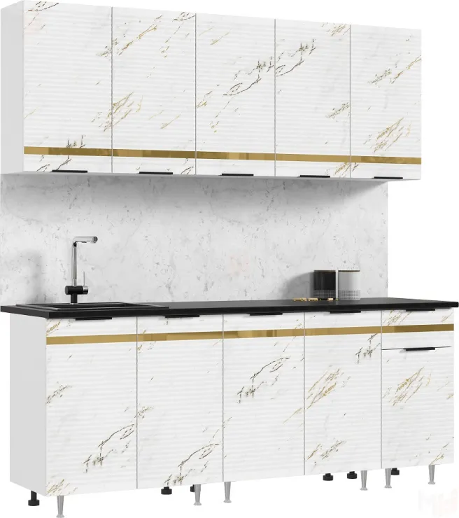 Кухонный гарнитур Милена 2,0 (мрамор золото)