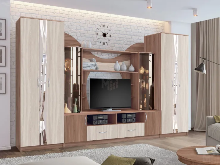 Гостиная Аллегро 5 Ясень Темный/Ясень Светлый