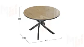 Стол обеденный Diamond Тип 2 - КМ+02.68.000.167 Черный муар, Бунратти глянец