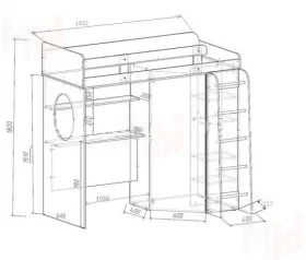 Кровать-чердак Фанки Кидз 3/1 + нижняя кровать 13/23СВ