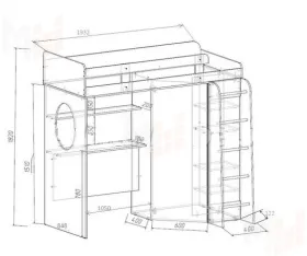 Кровать-чердак Фанки Кидз 3/1 + письменный стол 13/1СВ
