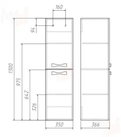 Пенал подвесной 130 без ящика левый/правый Домино