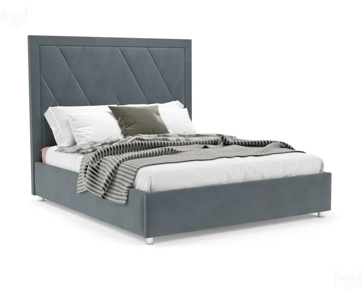 Кровать Треви 160 см (Велюр серо-синий HB-178 26)